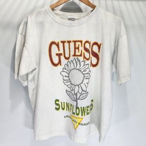 Guess Sunflower Vintage Garden Shirt White Single Stitch USA Rare OG Size Large